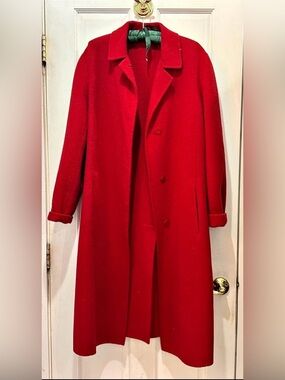Bergdorf Goodman Women's Long Red Coat Size 10